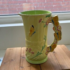 Antique Burleigh England Butterfly Vase Large Jug Majolica Perfect Condition